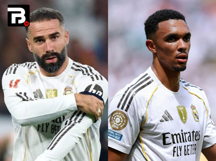 Real Madrid mendapat kabar buruk setelah dua bek sayap andalannya, Trent Alexander-Arnold dan Dani Carvajal, mengalami cedera otot betis. Kedua pemain tersebut dipastikan harus menepi selama kurang lebih satu bulan.