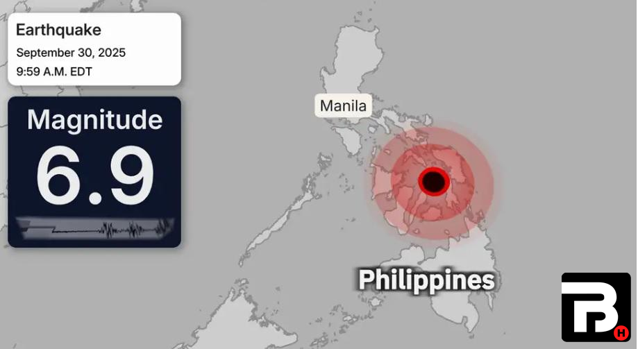 peta lokasi gempa 6,9 magnitudo yang mengguncang wilayah Visayas, Filipina